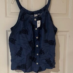GAP Navy Pineapple Print Tank Top